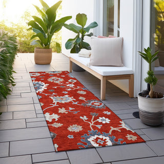 Piper Looms Chantille Oushak ACN753 Red Machine Washable Area Rug Runner Outdoor Lifestyle Image Feature