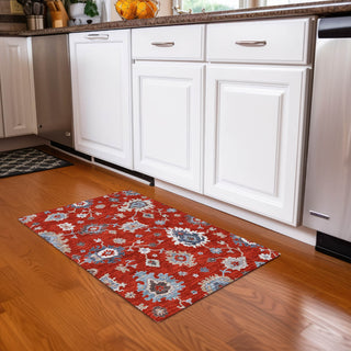 Piper Looms Chantille Oushak ACN753 Red Machine Washable Area Rug Scatter Lifestyle Image Feature
