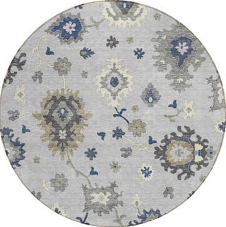 Piper Looms Chantille Oushak ACN753 Silver Machine Washable Area Rug Round Main Image