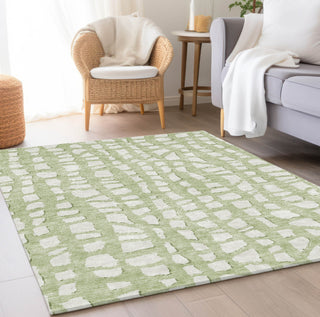 Piper Looms Chantille Squares ACN754 Aloe Machine Washable Area Rug Lifestyle Image Feature