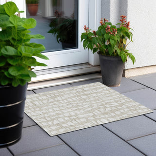 Piper Looms Chantille Squares ACN754 Beige Machine Washable Area Rug Scatter Outdoor Lifestyle Image Feature