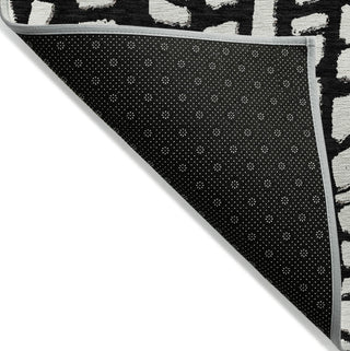 Piper Looms Chantille Squares ACN754 Black Machine Washable Area Rug Backing Image