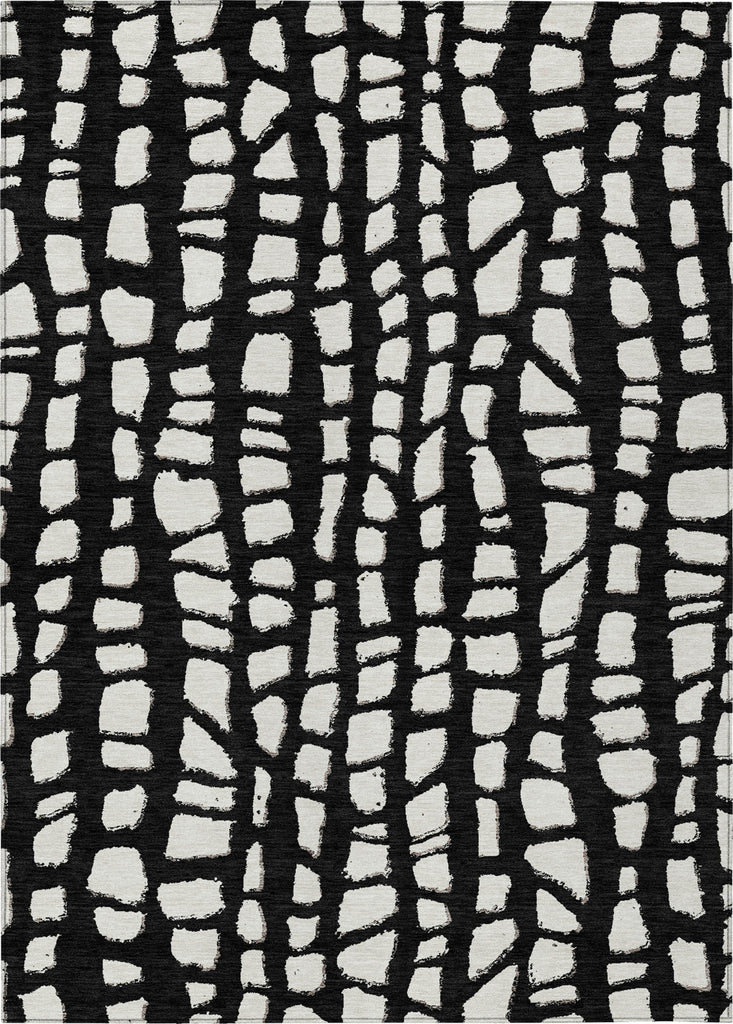 Piper Looms Chantille Squares ACN754 Black Machine Washable Area Rug main image