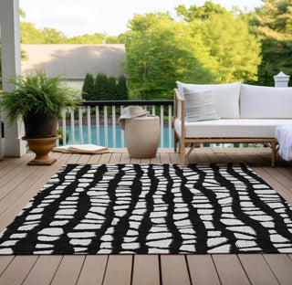 Piper Looms Chantille Squares ACN754 Black Machine Washable Area Rug Outdoor Lifestyle Image Feature
