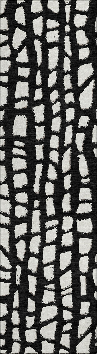 Piper Looms Chantille Squares ACN754 Black Machine Washable Area Rug Runner Main Image