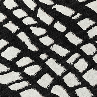 Piper Looms Chantille Squares ACN754 Black Machine Washable Area Rug Swatch Image