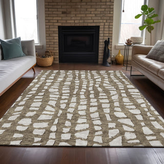 Piper Looms Chantille Squares ACN754 Brown Machine Washable Area Rug Lifestyle Image Feature
