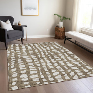 Piper Looms Chantille Squares ACN754 Brown Machine Washable Area Rug Lifestyle Image Feature
