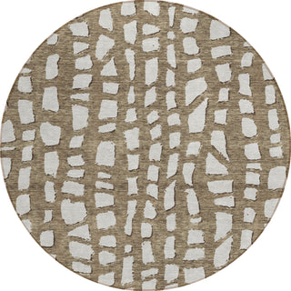 Piper Looms Chantille Squares ACN754 Brown Machine Washable Area Rug Round Main Image