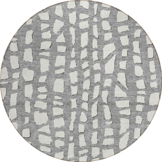 Piper Looms Chantille Squares ACN754 Gray Machine Washable Area Rug Round Main Image