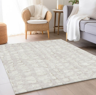 Piper Looms Chantille Squares ACN754 Ivory Machine Washable Area Rug Lifestyle Image Feature