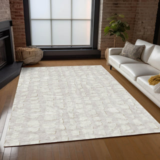 Piper Looms Chantille Squares ACN754 Ivory Machine Washable Area Rug Lifestyle Image Feature