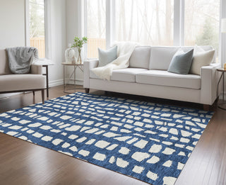 Piper Looms Chantille Squares ACN754 Navy Machine Washable Area Rug Lifestyle Image Feature