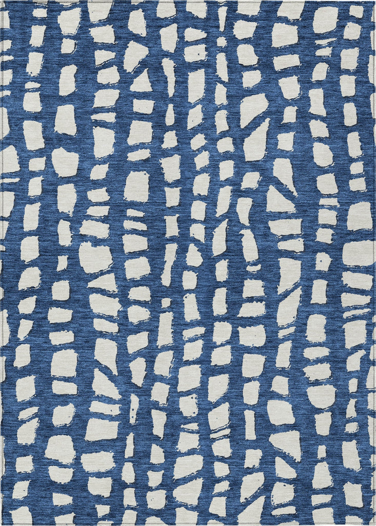 Piper Looms Chantille Squares ACN754 Navy Machine Washable Area Rug main image