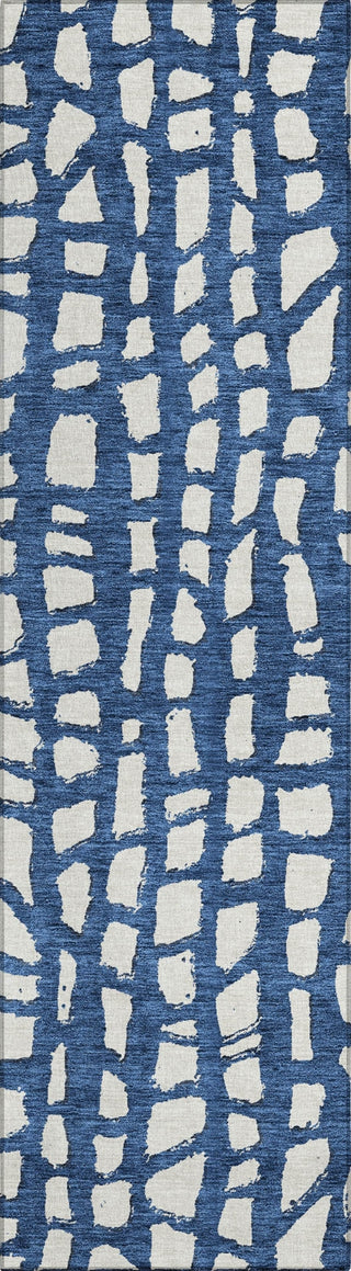 Piper Looms Chantille Squares ACN754 Navy Machine Washable Area Rug Runner Main Image