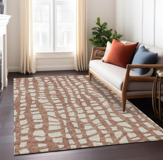 Piper Looms Chantille Squares ACN754 Paprika Machine Washable Area Rug Lifestyle Image Feature