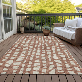 Piper Looms Chantille Squares ACN754 Paprika Machine Washable Area Rug Outdoor Lifestyle Image Feature