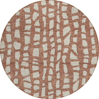 Piper Looms Chantille Squares ACN754 Paprika Machine Washable Area Rug Round Main Image