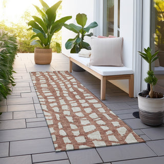 Piper Looms Chantille Squares ACN754 Paprika Machine Washable Area Rug Runner Outdoor Lifestyle Image Feature
