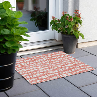 Piper Looms Chantille Squares ACN754 Salmon Machine Washable Area Rug Scatter Outdoor Lifestyle Image Feature