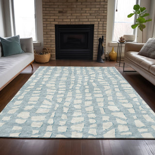 Piper Looms Chantille Squares ACN754 Sky Machine Washable Area Rug Lifestyle Image Feature