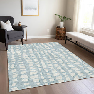 Piper Looms Chantille Squares ACN754 Sky Machine Washable Area Rug Lifestyle Image Feature