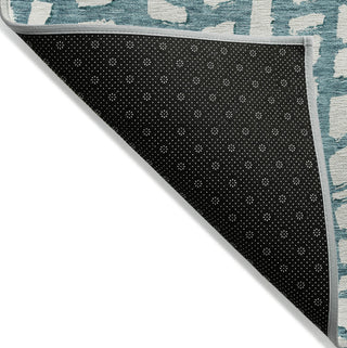 Piper Looms Chantille Squares ACN754 Teal Machine Washable Area Rug Backing Image