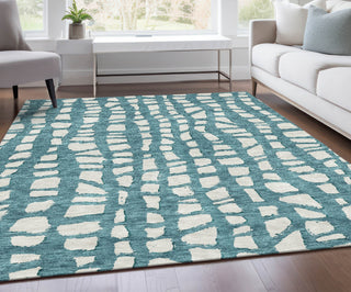 Piper Looms Chantille Squares ACN754 Teal Machine Washable Area Rug Lifestyle Image Feature