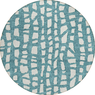 Piper Looms Chantille Squares ACN754 Teal Machine Washable Area Rug Round Main Image
