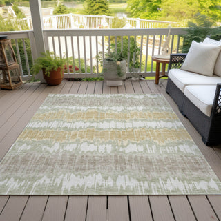 Piper Looms Chantille Stripes ACN755 Aloe Machine Washable Area Rug Outdoor Lifestyle Image Feature