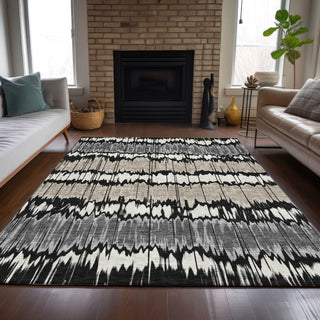 Piper Looms Chantille Stripes ACN755 Black Machine Washable Area Rug Lifestyle Image Feature