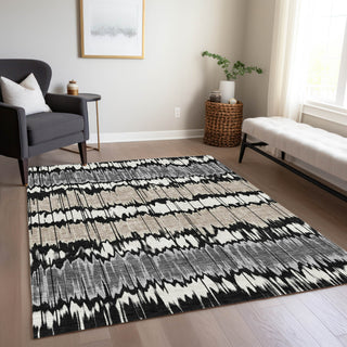 Piper Looms Chantille Stripes ACN755 Black Machine Washable Area Rug Lifestyle Image Feature