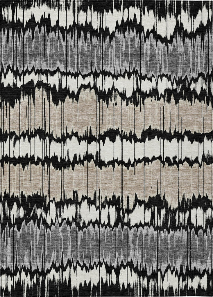 Piper Looms Chantille Stripes ACN755 Black Machine Washable Area Rug main image