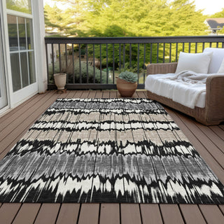 Piper Looms Chantille Stripes ACN755 Black Machine Washable Area Rug Outdoor Lifestyle Image Feature