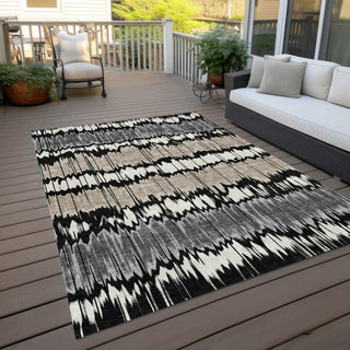 Piper Looms Chantille Stripes ACN755 Black Machine Washable Area Rug Outdoor Lifestyle Image Feature