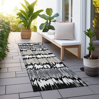 Piper Looms Chantille Stripes ACN755 Black Machine Washable Area Rug Runner Outdoor Lifestyle Image Feature