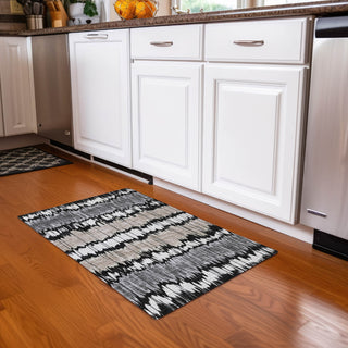 Piper Looms Chantille Stripes ACN755 Black Machine Washable Area Rug Scatter Lifestyle Image Feature