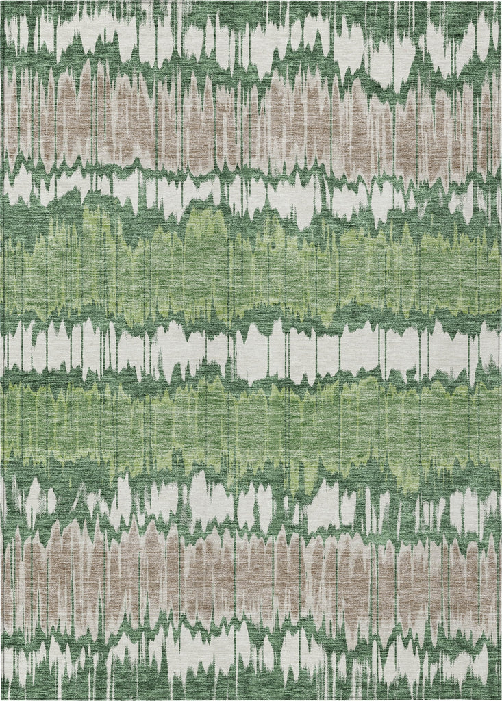 Piper Looms Chantille Stripes ACN755 Green Machine Washable Area Rug main image