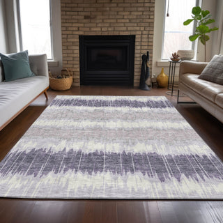 Piper Looms Chantille Stripes ACN755 Lavender Machine Washable Area Rug Lifestyle Image Feature