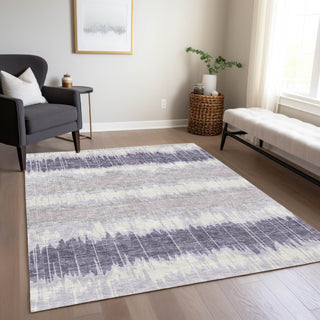 Piper Looms Chantille Stripes ACN755 Lavender Machine Washable Area Rug Lifestyle Image Feature