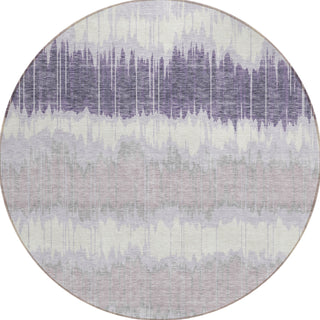 Piper Looms Chantille Stripes ACN755 Lavender Machine Washable Area Rug Round Main Image