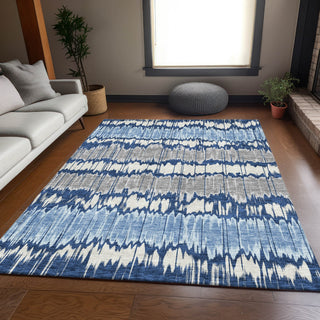 Piper Looms Chantille Stripes ACN755 Navy Machine Washable Area Rug Lifestyle Image Feature