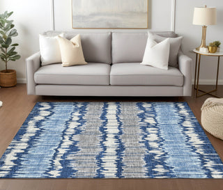 Piper Looms Chantille Stripes ACN755 Navy Machine Washable Area Rug Lifestyle Image Feature