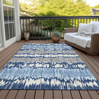 Piper Looms Chantille Stripes ACN755 Navy Machine Washable Area Rug Outdoor Lifestyle Image Feature