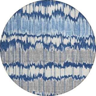 Piper Looms Chantille Stripes ACN755 Navy Machine Washable Area Rug Round Main Image