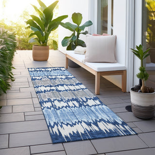 Piper Looms Chantille Stripes ACN755 Navy Machine Washable Area Rug Runner Outdoor Lifestyle Image Feature