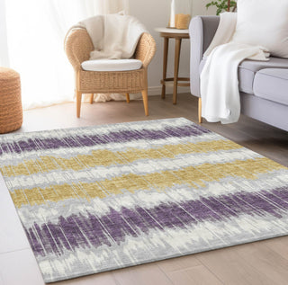 Piper Looms Chantille Stripes ACN755 Silver Machine Washable Area Rug Lifestyle Image Feature