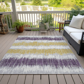 Piper Looms Chantille Stripes ACN755 Silver Machine Washable Area Rug Outdoor Lifestyle Image Feature
