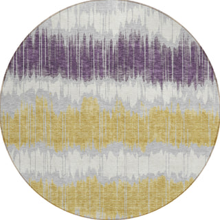 Piper Looms Chantille Stripes ACN755 Silver Machine Washable Area Rug Round Main Image