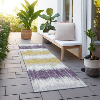 Piper Looms Chantille Stripes ACN755 Silver Machine Washable Area Rug Runner Outdoor Lifestyle Image Feature